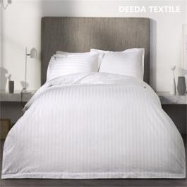 Hotel bed sheet set 100% cotton 330 thread count sateen stripe 3cm