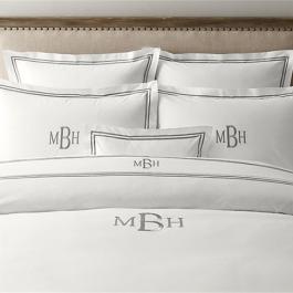Embroidered hotel logo bedding set 400TC plain white