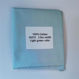 combed cotton 60s TC300 plain sateen light green color fabric