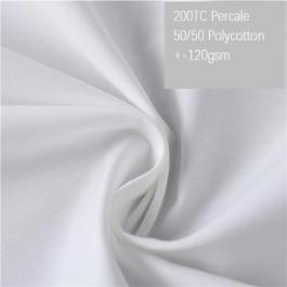 50/50 polycotton 200TC plain percale white hotel fabric