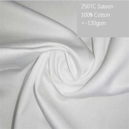 Pure cotton 250TC plain sateen bleached white hotel sheeting fabric