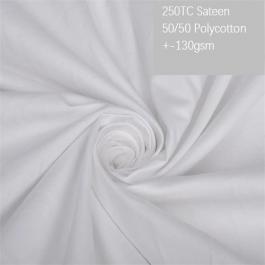 50%cotton 50%polyester 250TC plain sateen white hotel bedding fabric